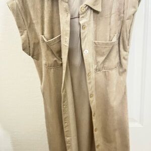 Almost Famous Beige Corduroy Shirt Dress